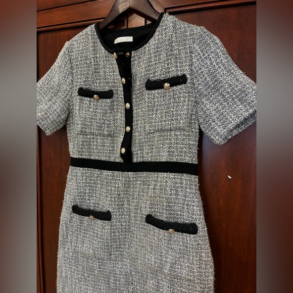 Maje Metallic cotton-blend tweed mini dress - Picture 4 of 11